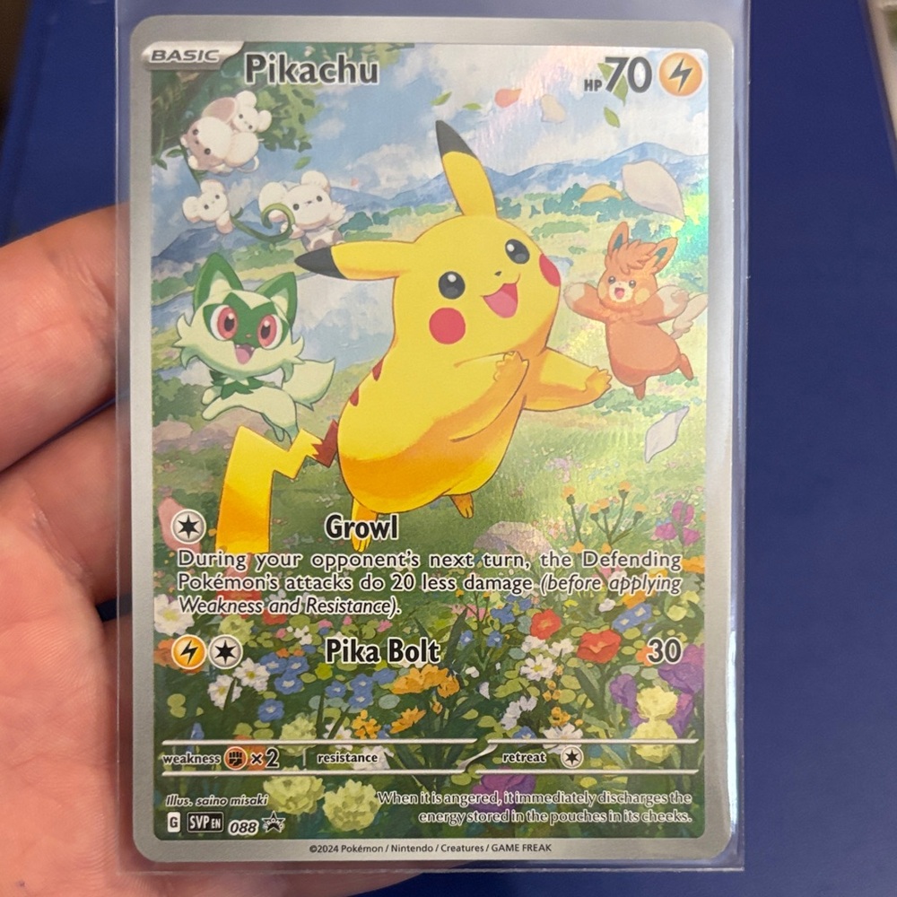 Pokemon Pikachu Card - Yellow and Red